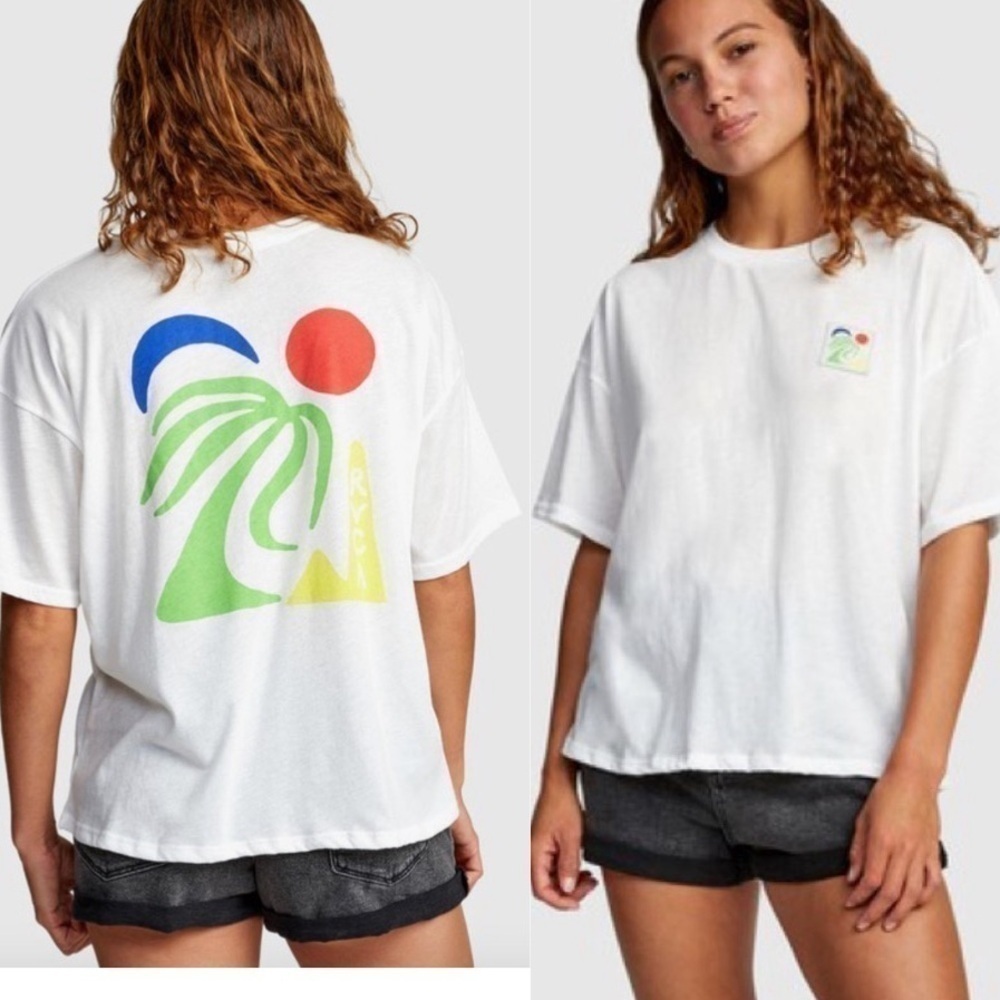RVCA White Graphic Short Sleeve Tee